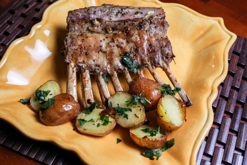 Baked Rack of Lamb with Potatoes Stock Photo Image of cuisine, ribs