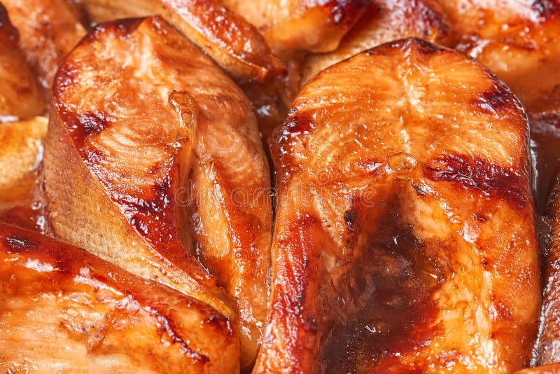 Baked Red Fish in a Marinade of Teriyaki Sauce Stock Image Image of