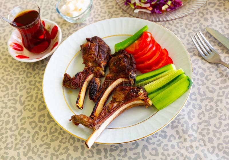 Baked Rib Grilled. Lamb. Carry Lamb. Turkish Cuisine Stock Image