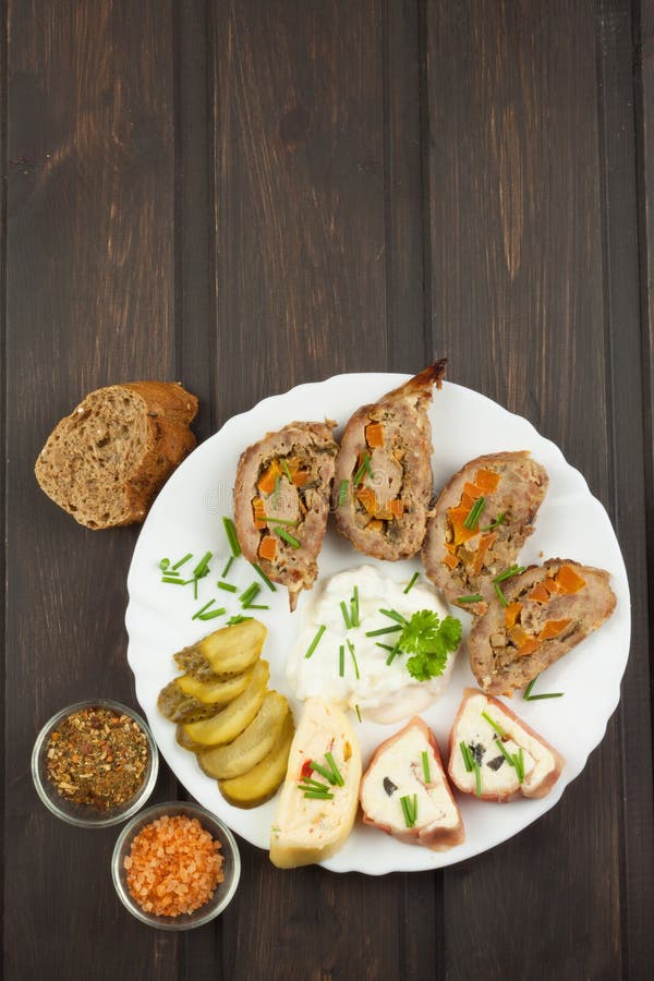 Baked Roll with Minced Meat, Cheese Rolls and Mayonnaise. Homework