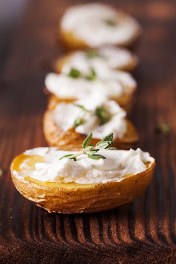 Baked Spicy Potatoes with Thyme on Parchment Stock Image - Image of ...