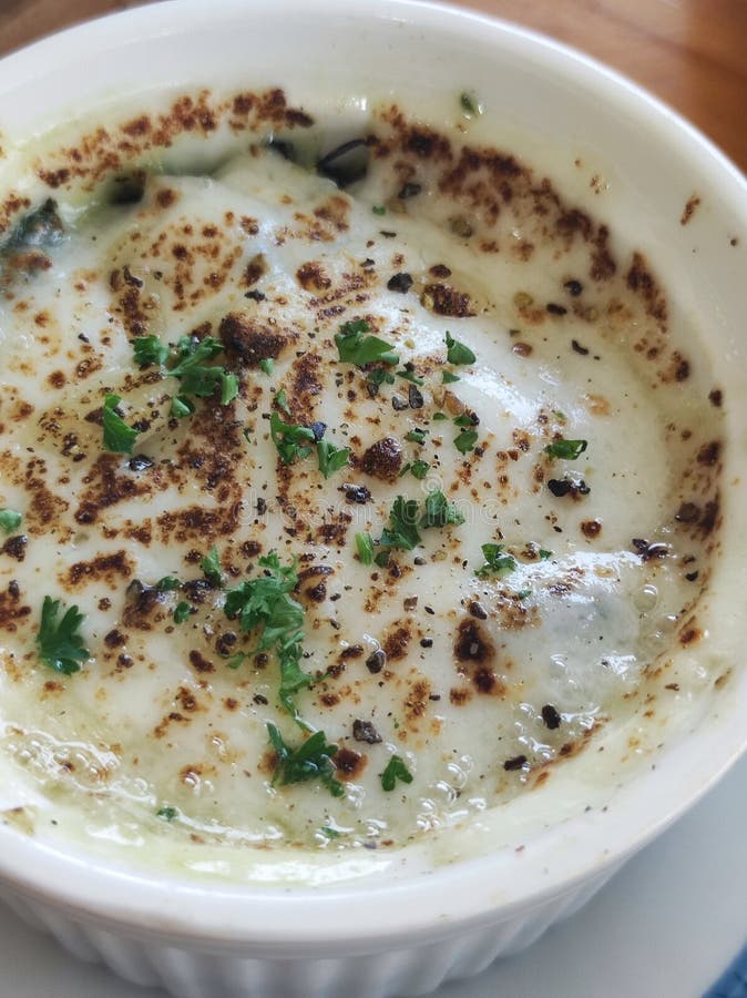 Baked Spinach with Cheese stock photo. Image of breakfast - 273692914