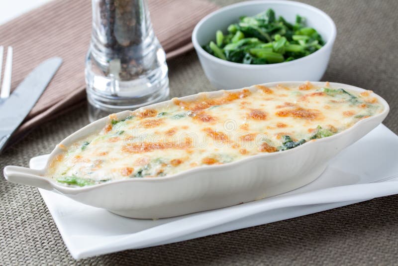 Baked Spinach with Cheese stock image. Image of food 62531917