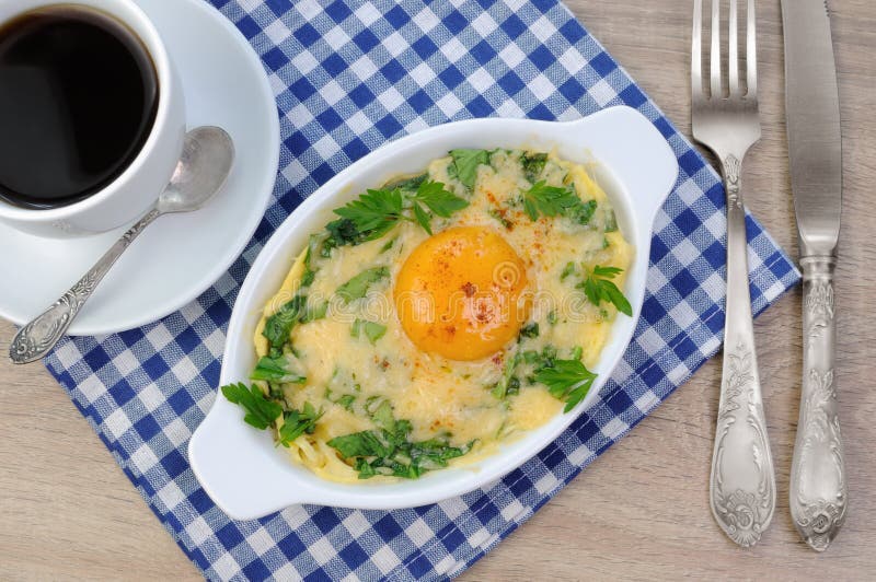 Baked spinach and cheese stock photo. Image of eggs, scrambled 57664726