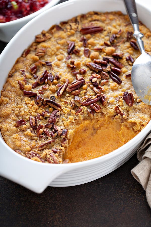 Sweet Potato Casserole with Pecan Topping Stock Image - Image of brown ...