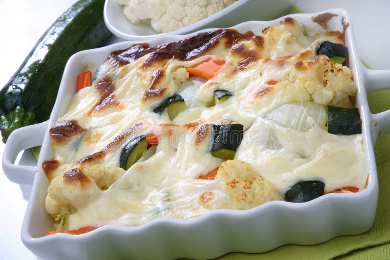 Baked vegetable in white creamy sauce