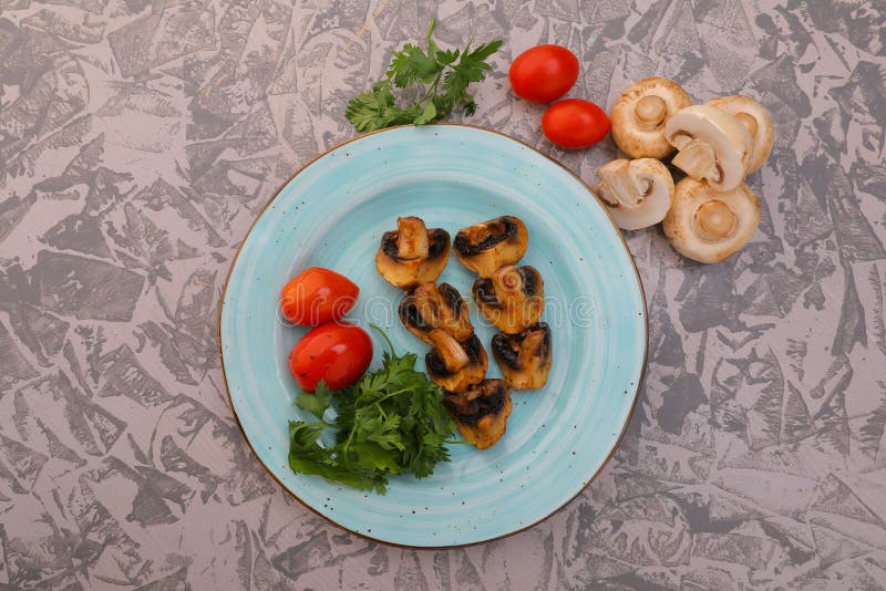 Baked Vegetables Eggplant, Mushrooms on a Plate Photo Dishes for the