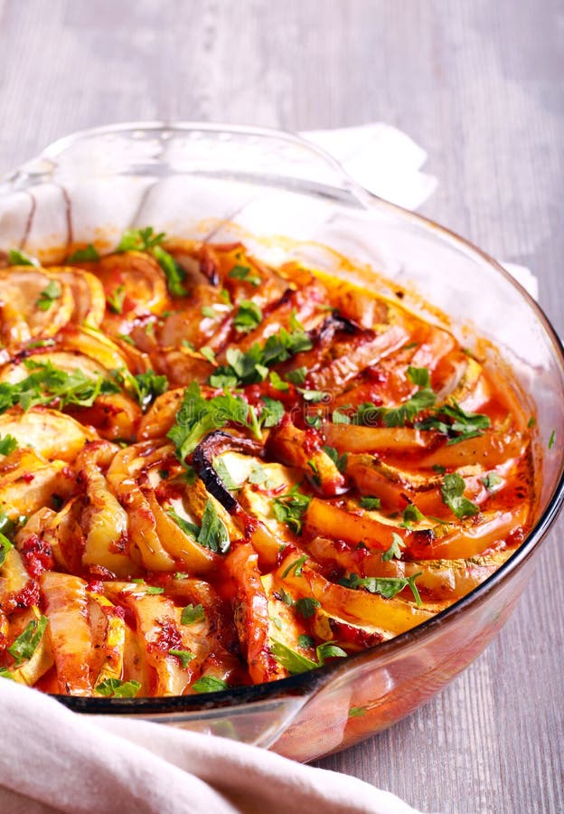 Baked Vegetables in Tomato Sauce Stock Photo Image of healthy, savory