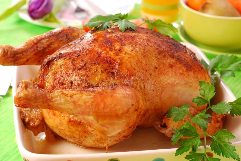 Baked whole chicken stock image. Image of golden, roast 12662195