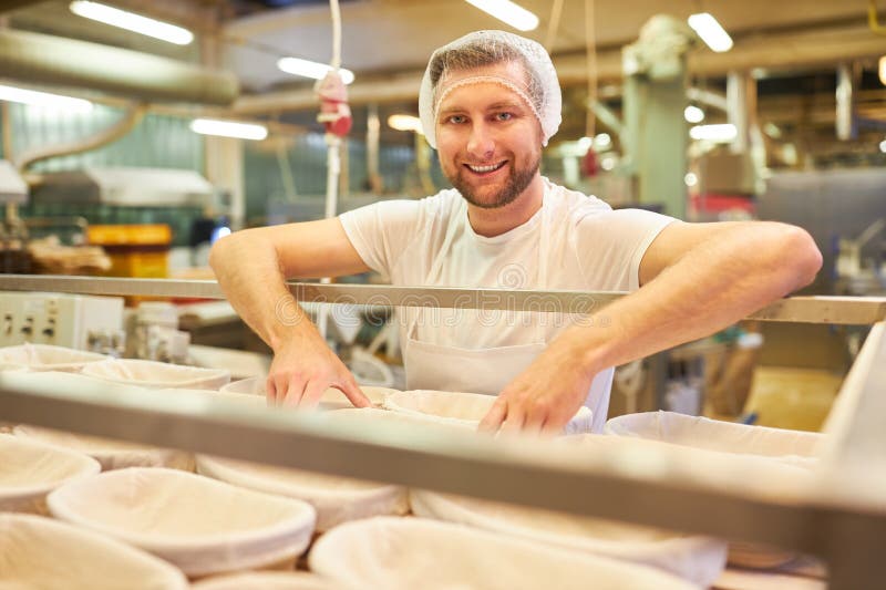 Baker Apprentice in Training Baking Bread Stock Image Image of large