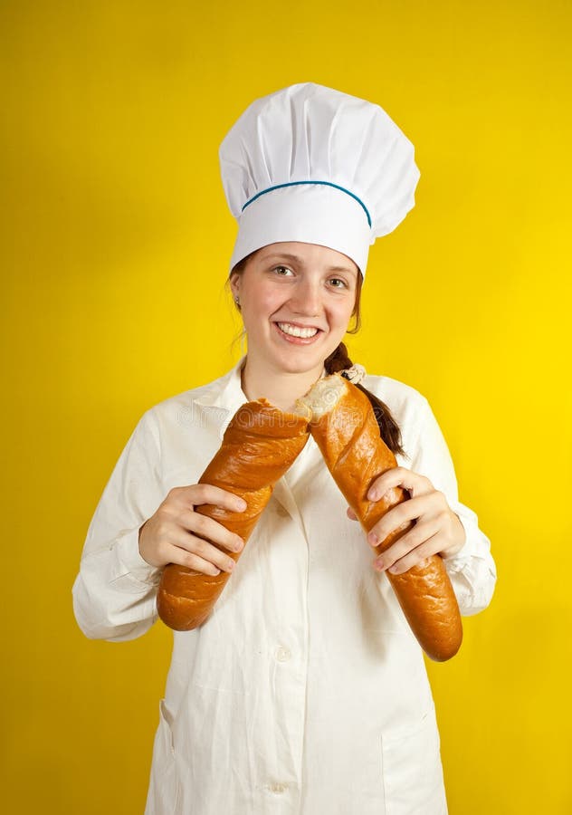 Female Baker Baking Bread Rolls Stock Image Image of bakery, morning