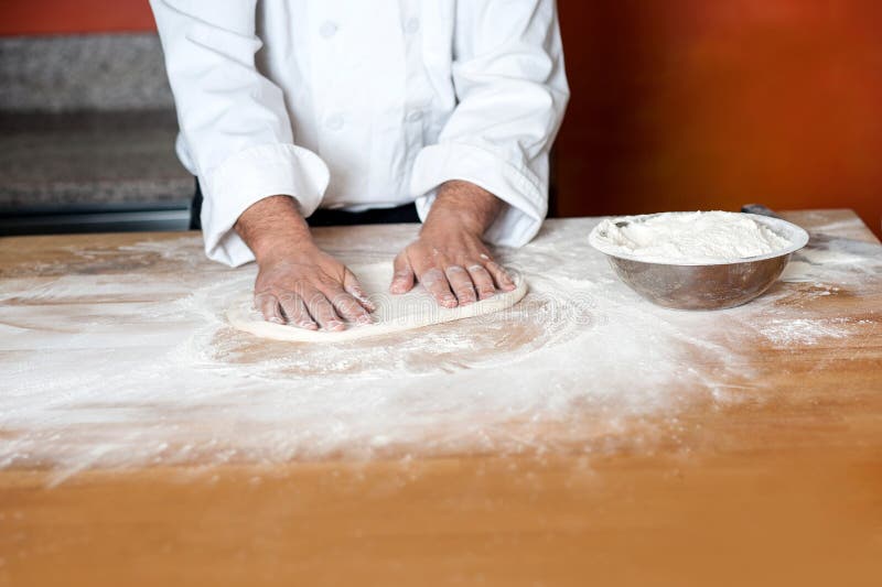 Baker Making Bread, Kneading a Dough Stock Photo Image of kneading