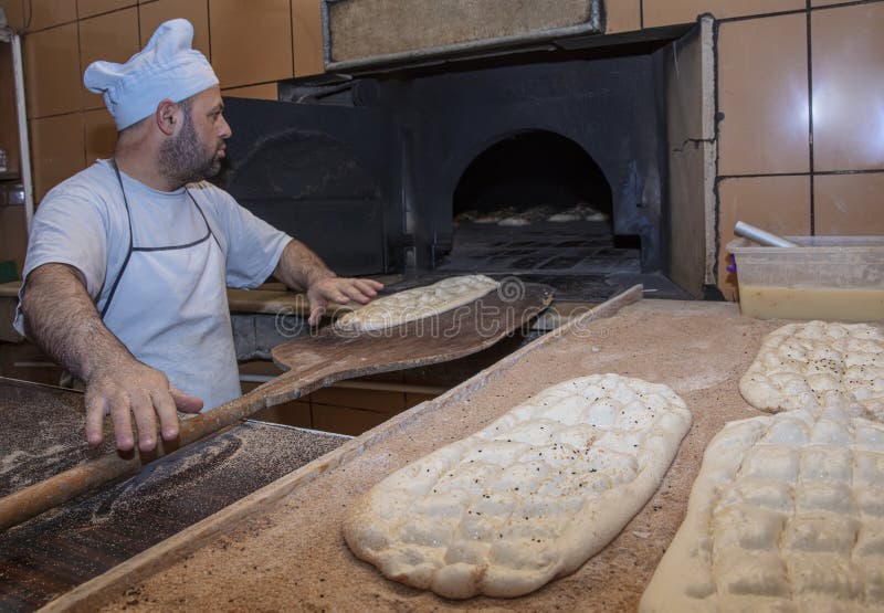 A Baker Making Turkish Pita Bread. Bakery,Turkish Pita Bread Making