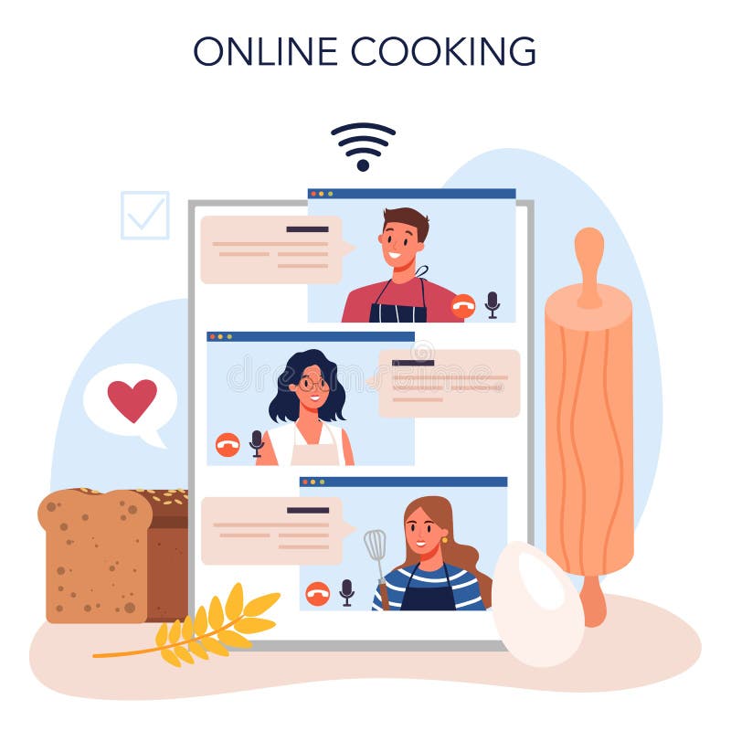 Baker Online Service or Platform. Chef in the Uniform Baking Bread