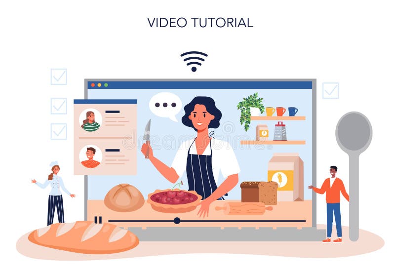 Baker Online Service or Platform. Chef in the Uniform Baking Bread