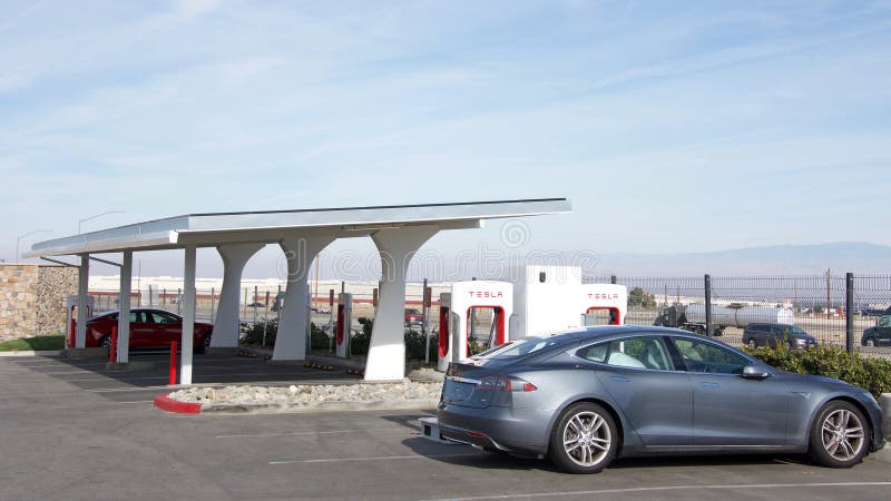 Tesla Supercharger Station In Central California Editorial Stock Image