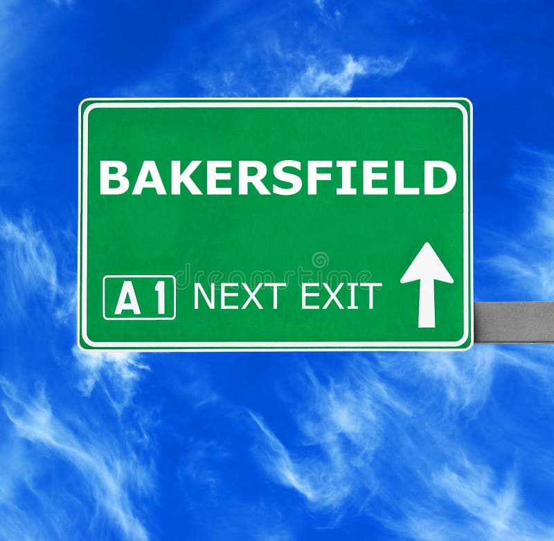 BAKERSFIELD Road Sign Against Clear Blue Sky Stock Image Image of