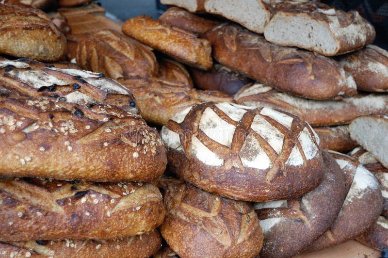 Shot of different sort of bread at french bakery