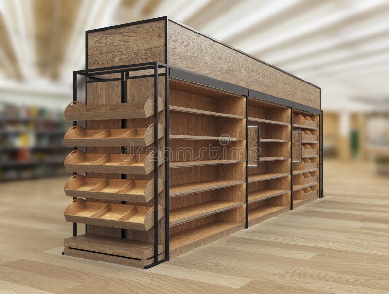 Download Bakery And Bread Display, Wood Slat Gondola Shelving Kit ...