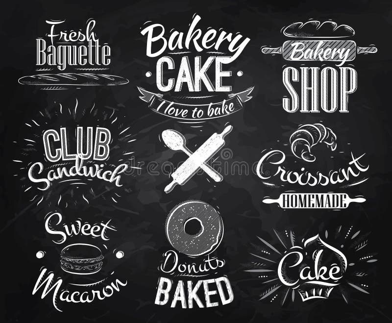 Bakery characters chalk vector illustration Bakery characters chalk vector illustration