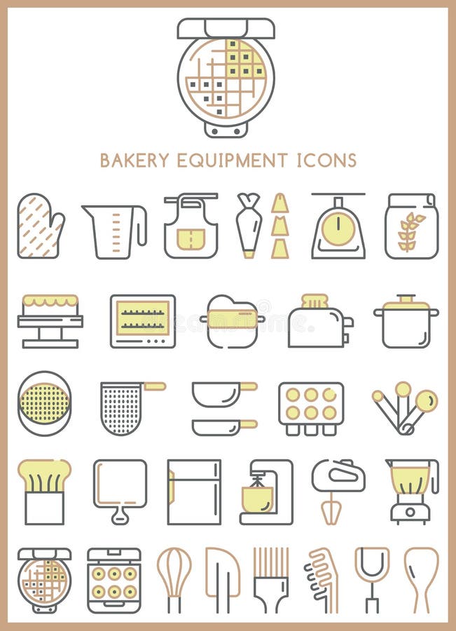 Bakery Equipment Illustration, Drawing, Engraving, Ink, Line Art, Vector Stock Vector