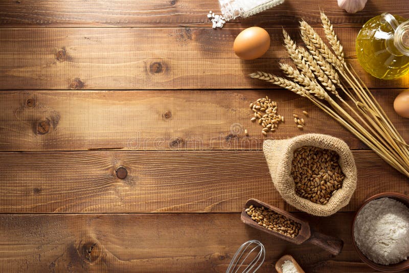 Bakery products on wood