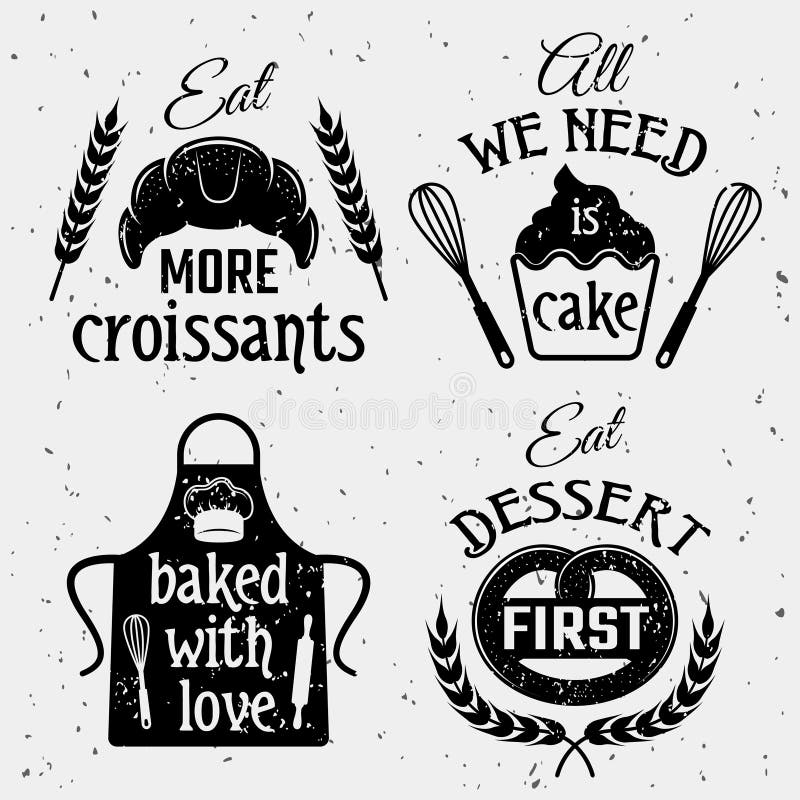 Bakery With Quotes Monochrome Set Stock Vector Illustration Of bakery-with-quotes-monochrome-set-stock-vector-illustration-of