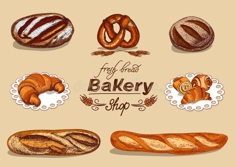 Bakery set with bread. royalty free illustration