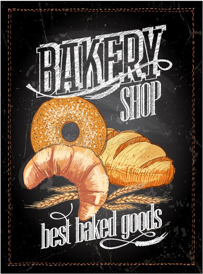 Bakery Shop Chalkboard Poster Stock Vector Illustration of croissant