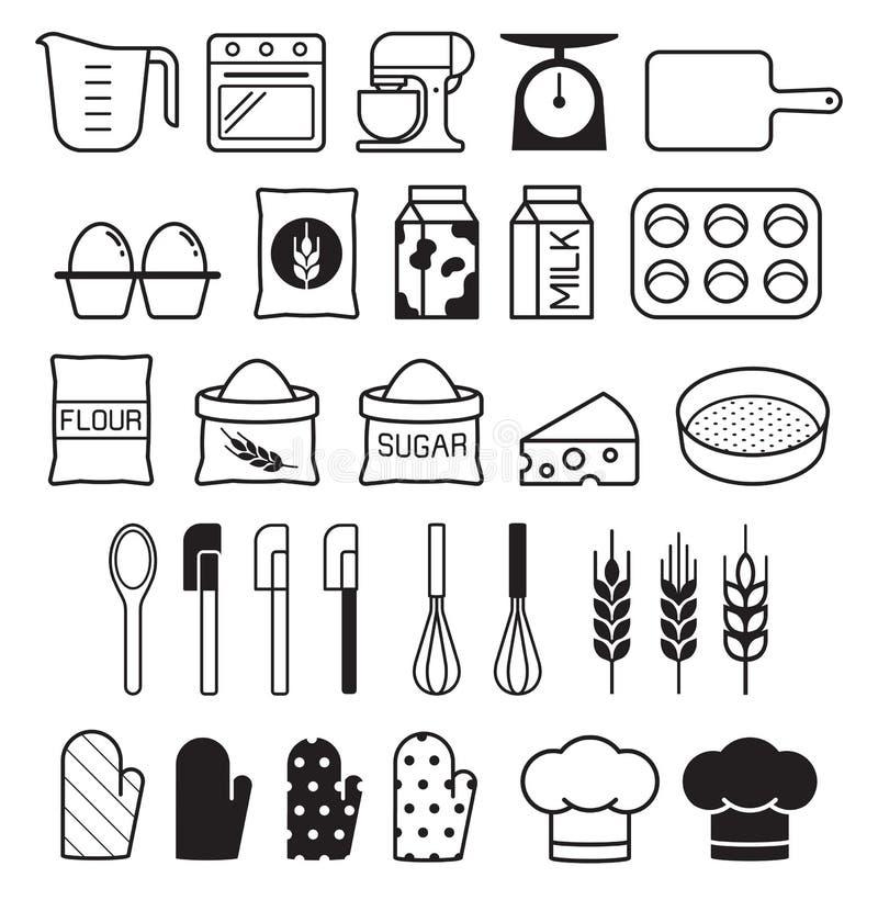Bakery tool icons. 