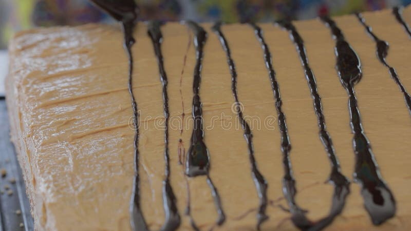 Bakery Working Process. Making Sweet Cake Process in a Professional Bakery Kitchen. stock image