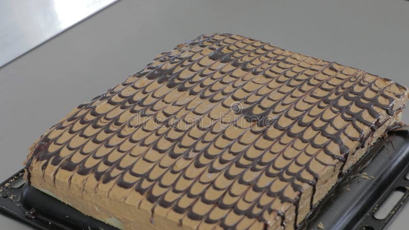 Bakery Working Process. Making Sweet Cake Process in a Professional Bakery Kitchen. stock photo