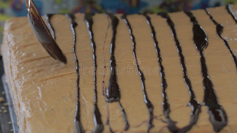 Bakery Working Process. Making Sweet Cake Process in a Professional Bakery Kitchen. stock image