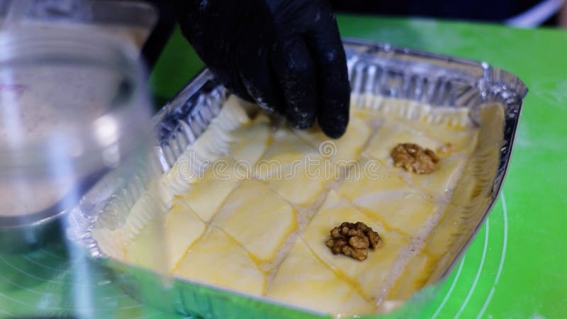 Bakery Working Process. Making Sweet Cake Process in a Professional Bakery Kitchen. stock photo