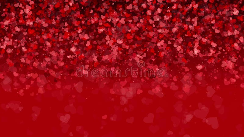 Bakgrund av fallande små hjärtan med partiklar i röda färger. looped festive romantic animation