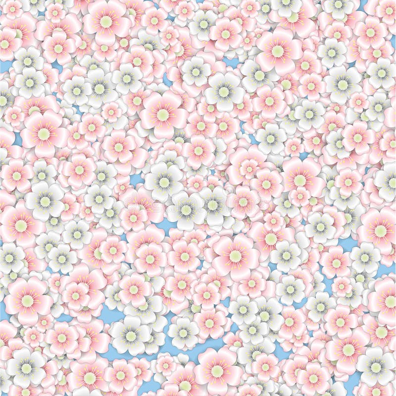 Bakgrund av rosa och vita körsbärsröda blomningar royaltyfri illustrationer