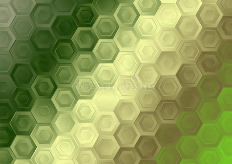 Bakgrund för abstrakt grön och guldgradient hexagonmönster