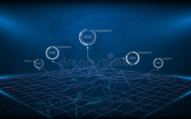 Bakgrund för begrepp för innovation för teknologi för polygonwireframelandskap stock illustrationer