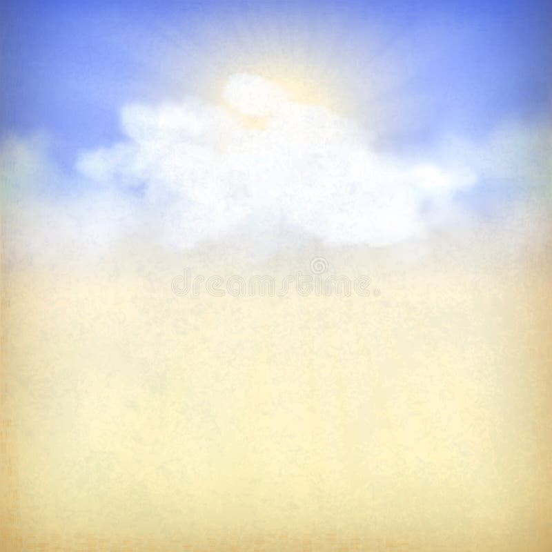 Bakgrund för blå himmel med den vitmoln och solen