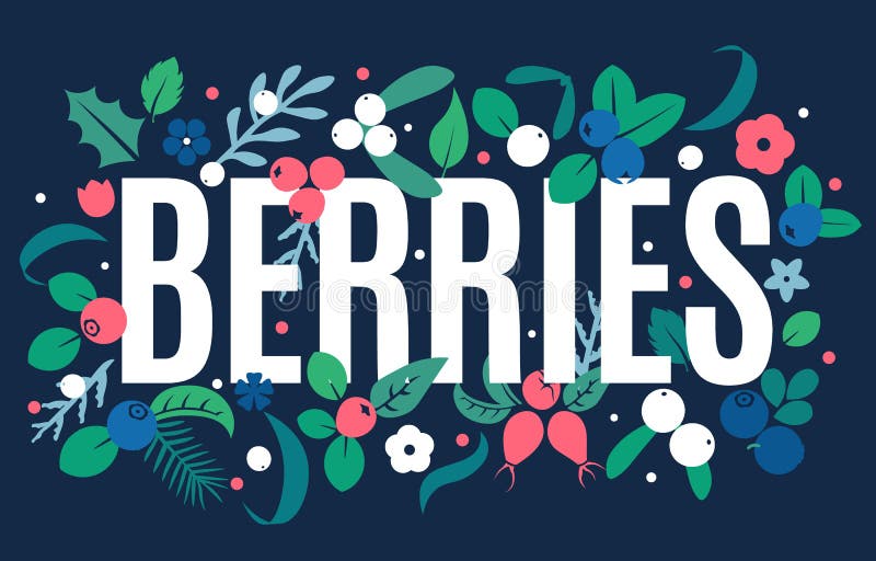 Bakgrund för för vektorlägenhetblommor och bär, idérik färgmodell stock illustrationer Bakgrund för för vektorlägenhetblommor och bär, idérik färgmodell stock illustrationer
