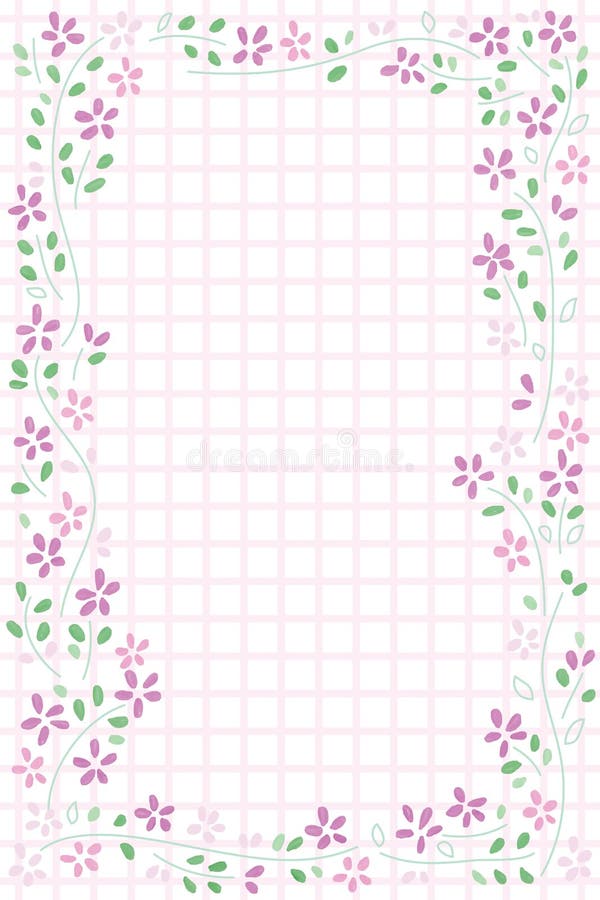 Bakgrund för gräns för ram för blommaväxtvattenfärg purpurfärgad vit royaltyfri illustrationer
