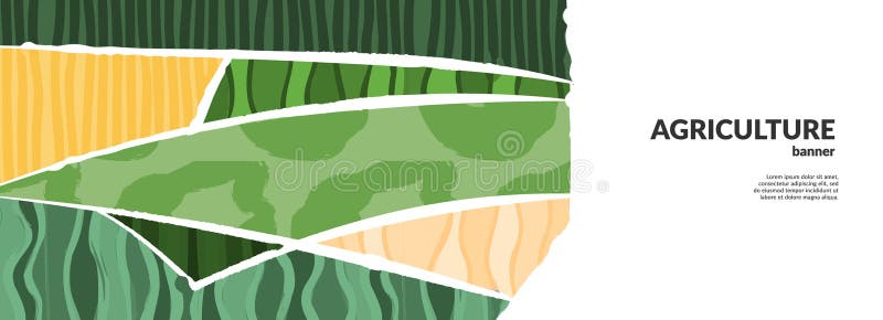 Bakgrund för grön abstrakt jordbruksfältvektor. presentationshuvud för agro-banderollmall för servergrupp. vågrät layout stock illustrationer