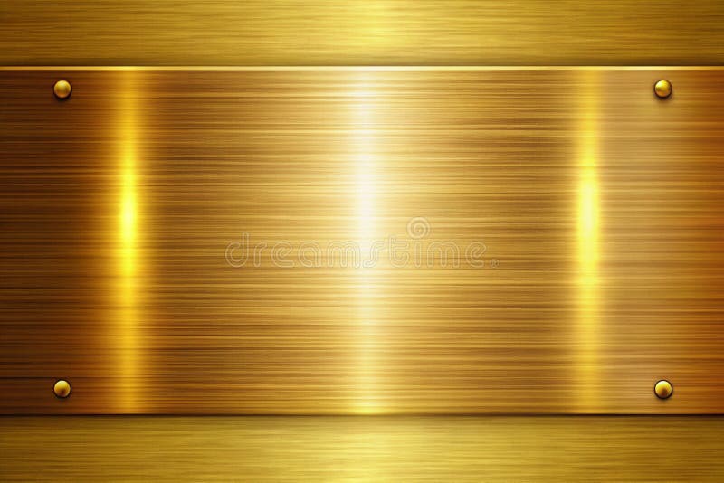 Bakgrund för guldmetalltextur. Golden shiny metallplattan, texturerad, plan yta med jämn ljusreflektion vektor illustrationer