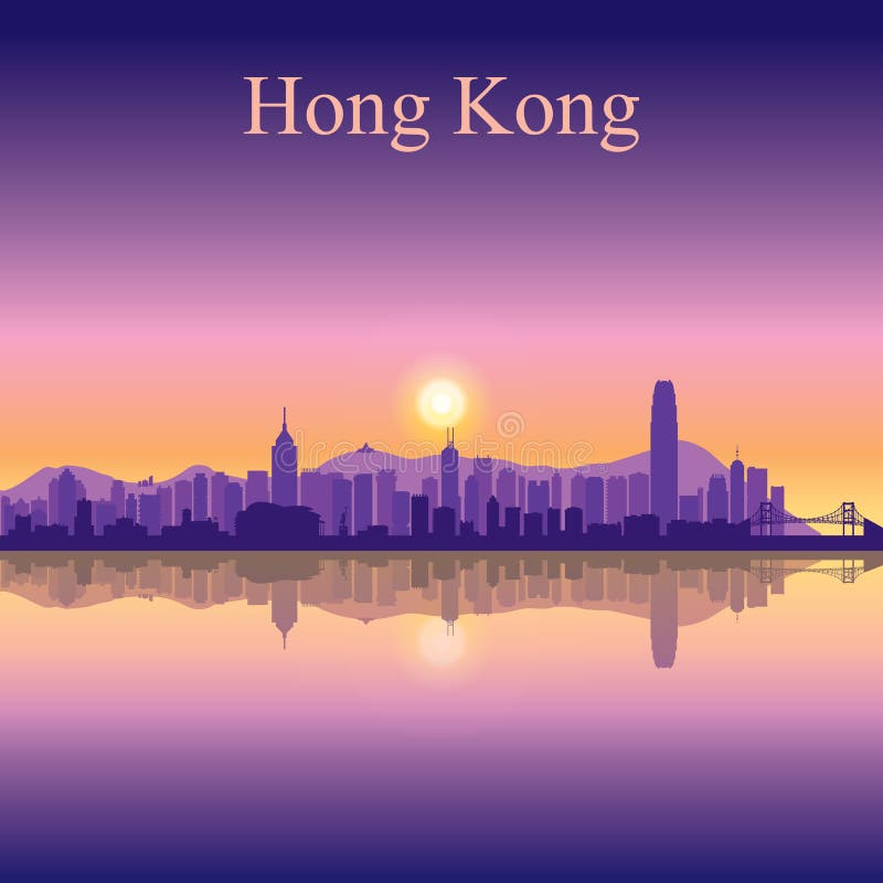Bakgrund för kontur för Hong Kong stadshorisont stock illustrationer
