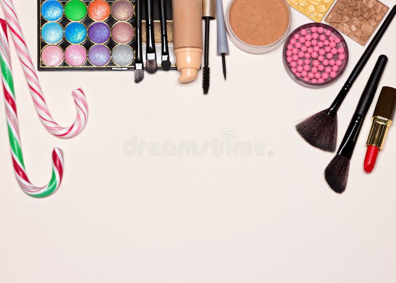 Bakgrund för makeup för julparti royaltyfria foton Bakgrund för makeup för julparti royaltyfria foton