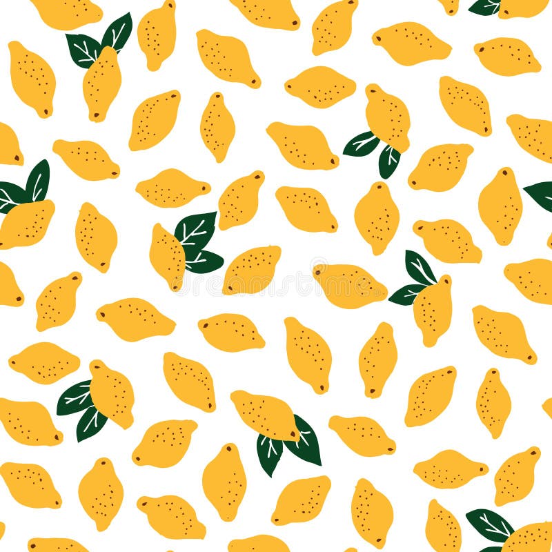 Bakgrund för modell för gula citroner för vektor sömlös Hand drog nya citrusfrukter royaltyfri illustrationer
