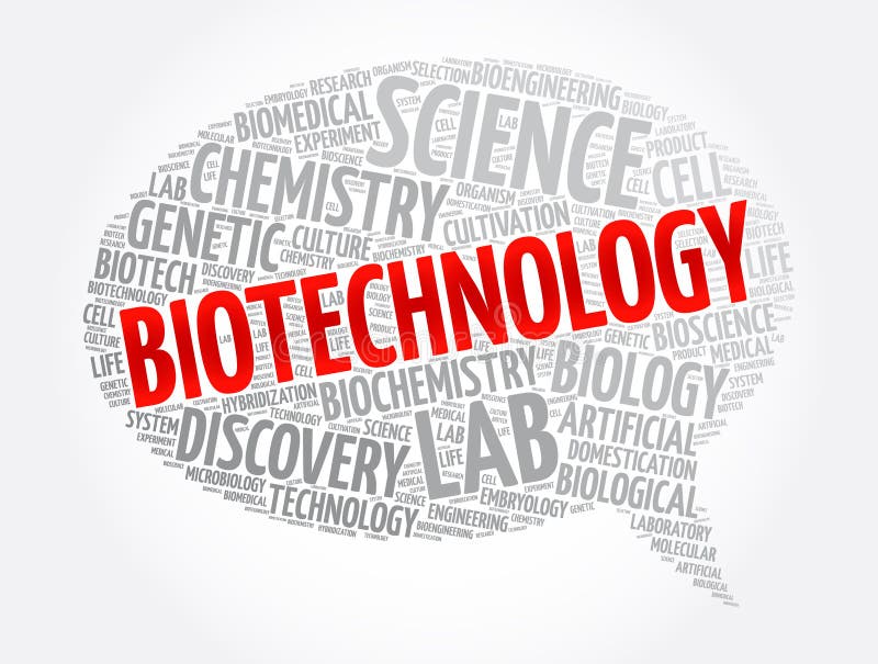 BAKGRUND för ordmolnsammandragskoncept för bioteknikmeddelande stock illustrationer