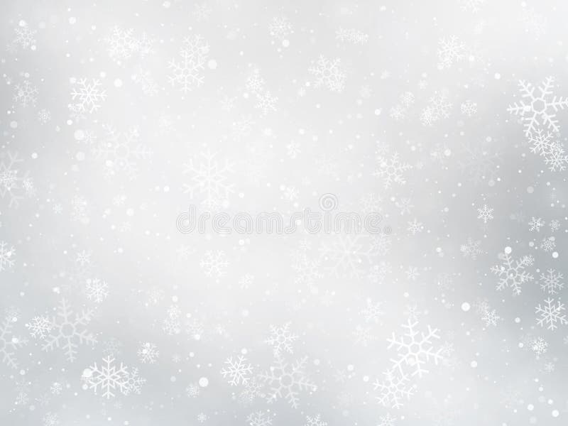 Bakgrund för silvervinterjul med snöflingor stock illustrationer