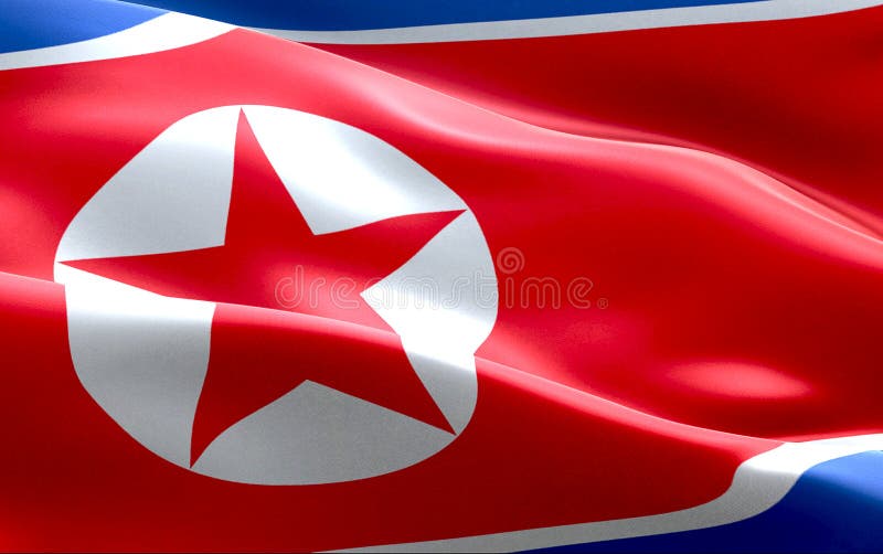 Bakgrund för tyg för textur för Nordkoreaflaggan bombarderar vinkande, krisen av norden och Sydkorean, den kärn- koreanska risken royaltyfri fotografi Bakgrund för tyg för textur för Nordkoreaflaggan bombarderar vinkande, krisen av norden och Sydkorean, den kärn- koreanska risken royaltyfri fotografi