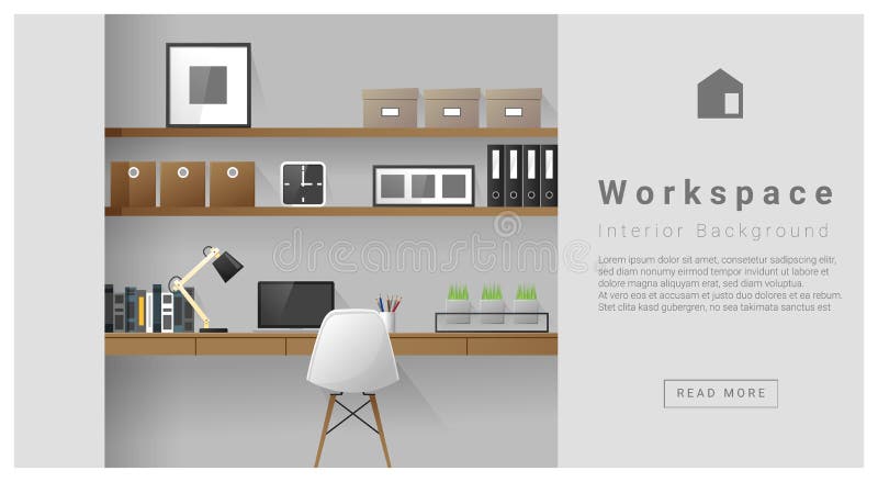 Bakgrund för workspace för inredesign modern vektor illustrationer Bakgrund för workspace för inredesign modern vektor illustrationer